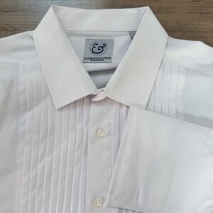 Kilburne & Finch Formalwear White Tuxedo Shirt Pleated Front 17 32/33 Ice Yarn